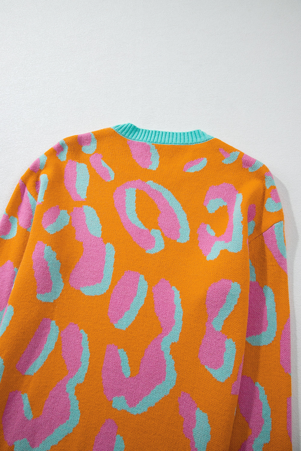 Damestrui met colorblock luipaardprint en ronde hals