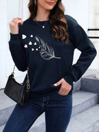 Casual sweatshirt met verenprint