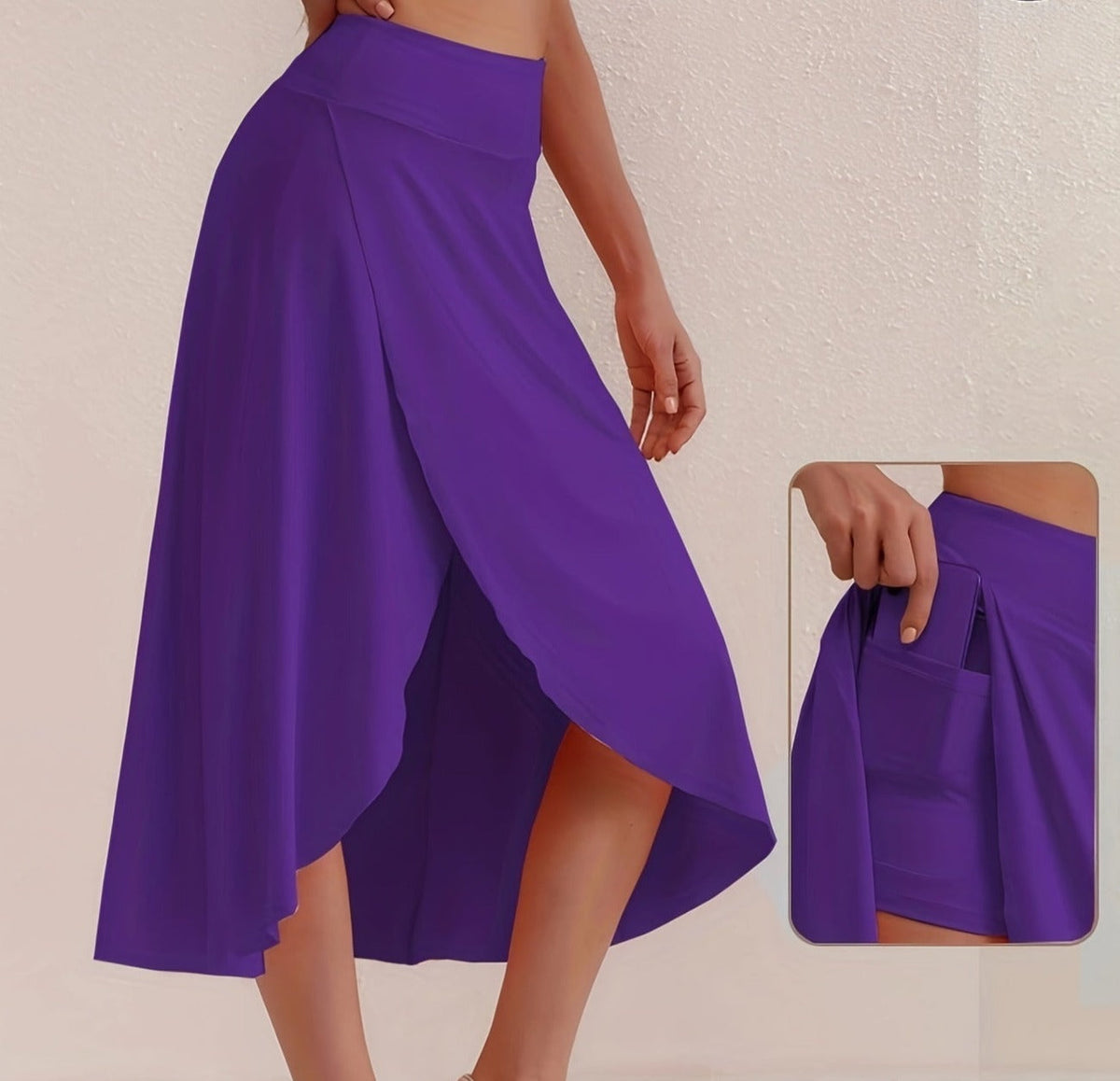 Sportieve rok met hoge taille en asymmetrische snit