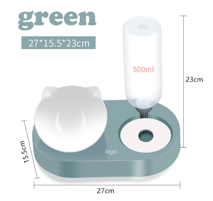Voerbak voor katten en honden, 2-in-1
