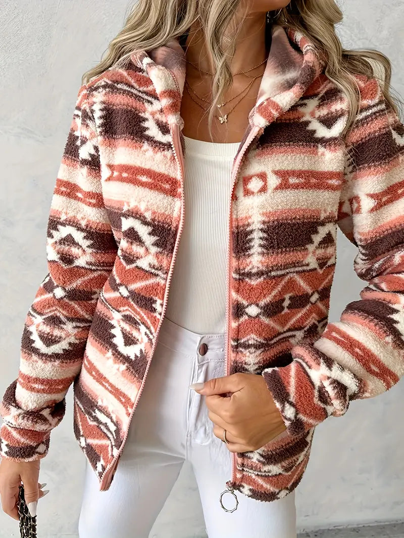 Dames teddy vest met aztekenpatroon