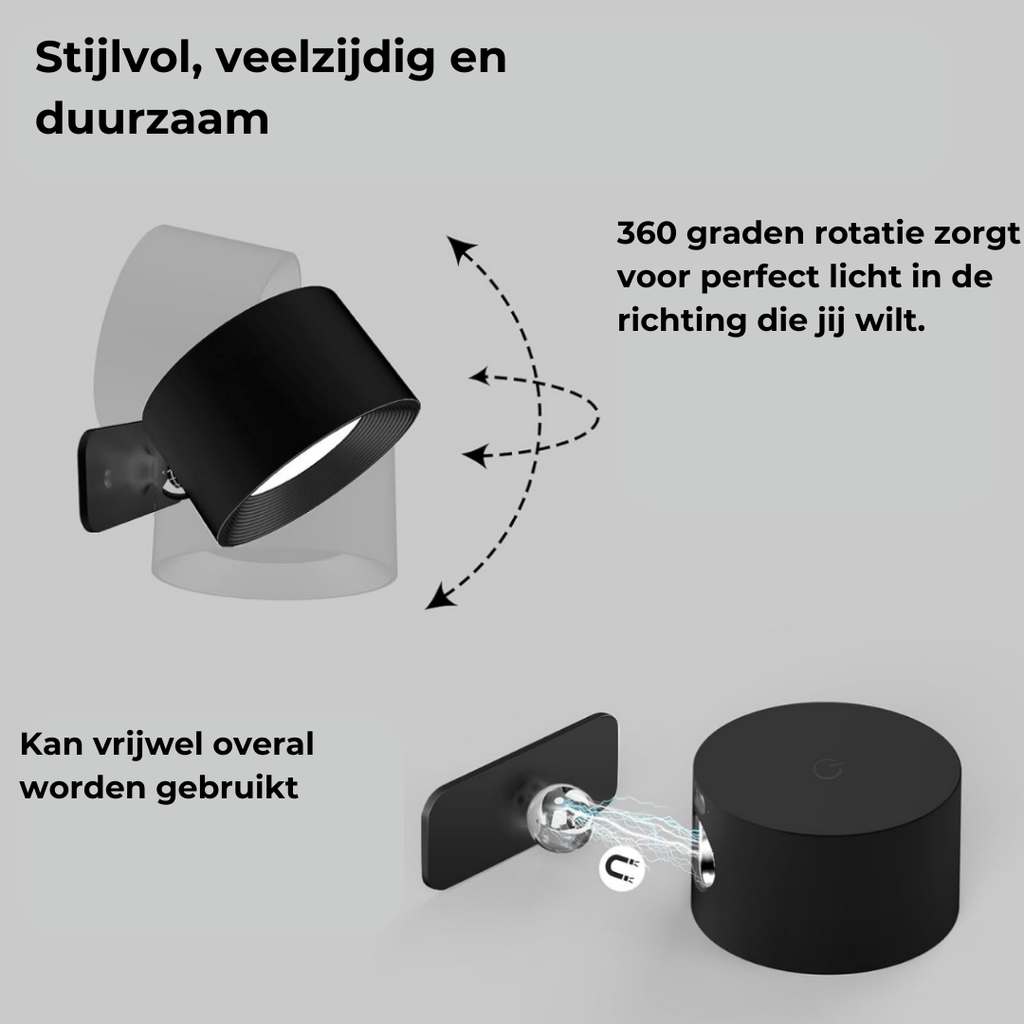 Luma360 – draadloze oplaadbare 360° muurlamp