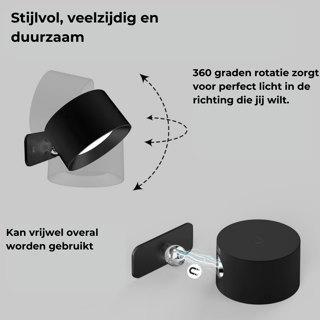 Luma360 – draadloze oplaadbare 360° muurlamp