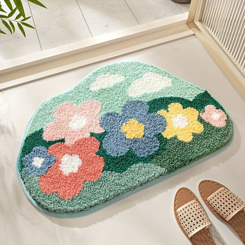 Badmat met bloemenmotief, extra zacht en absorberend