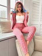 Roze pyjama set met capuchon en broek