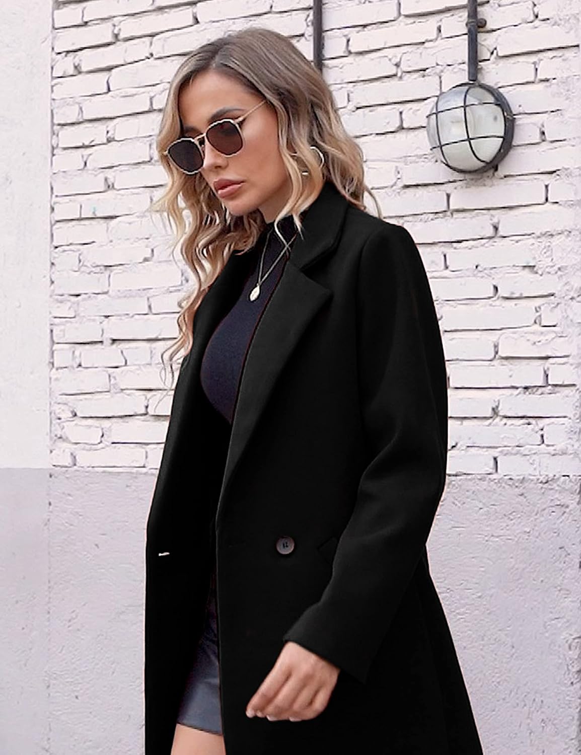 Dames winter wollen jas met notch revers