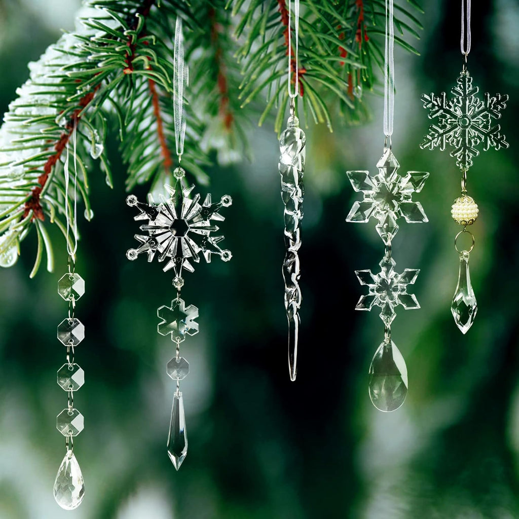 Kristallen kerst ornamenten set