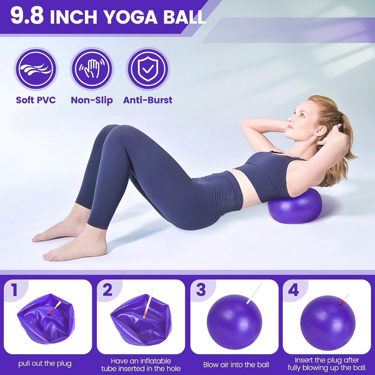 Thuis-pilatesset met ring, bal, banden en antislipsokken, 9-delige set