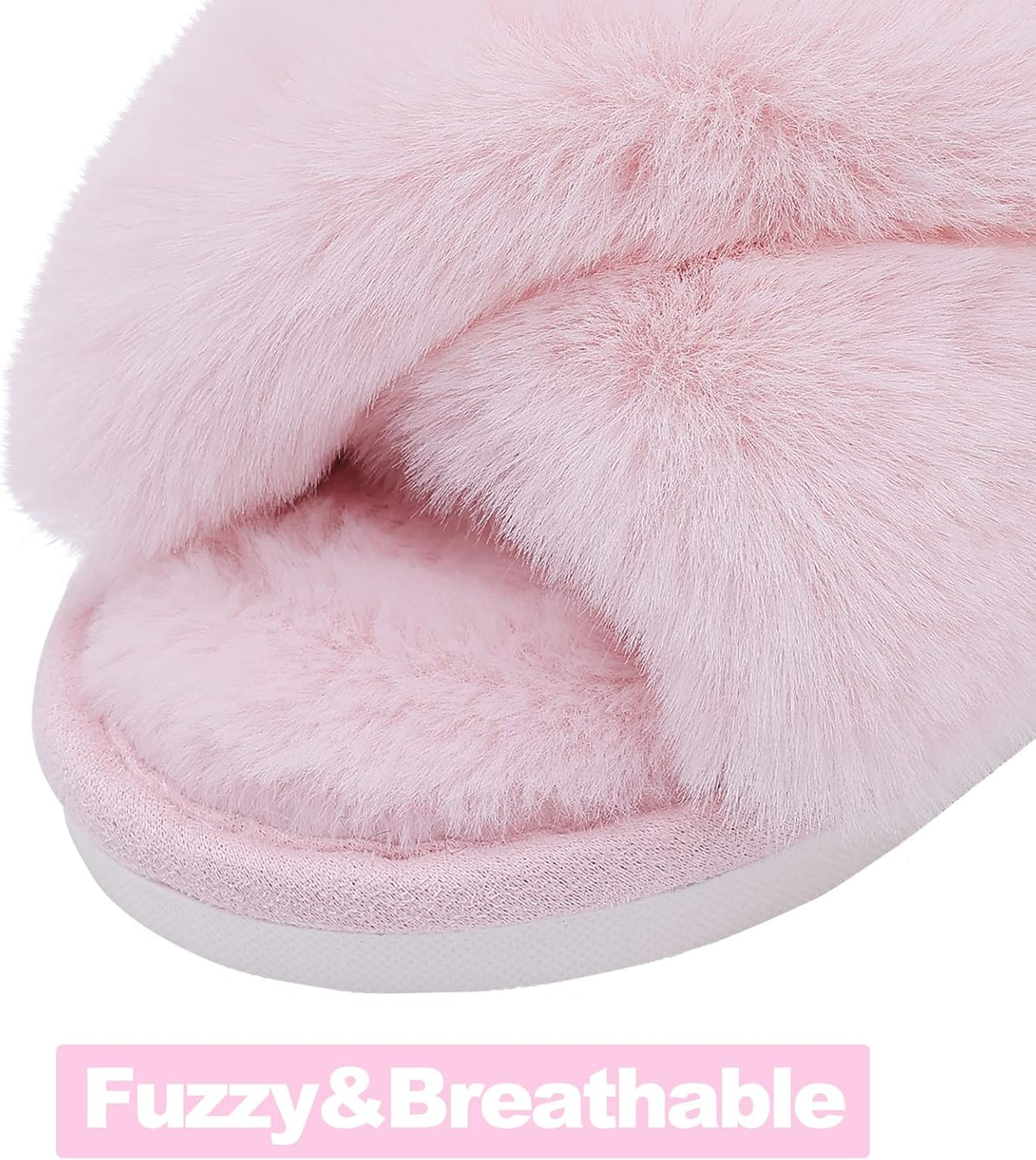 Fuzzy slippers met memory foam