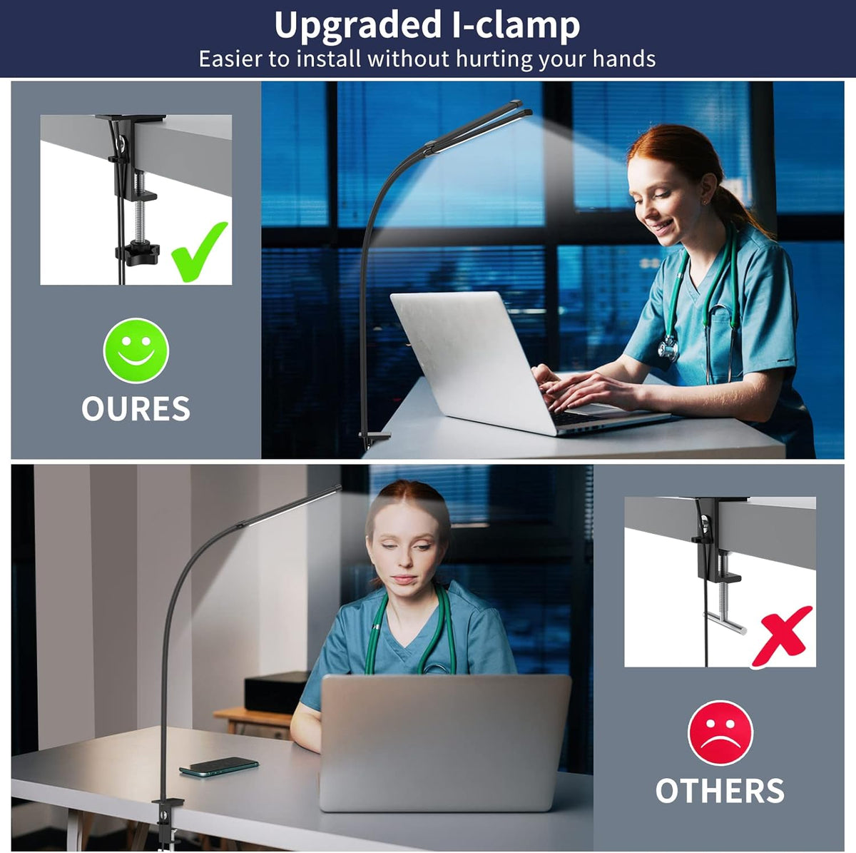 77 LED bureau klem lamp met 70cm flexibele hals
