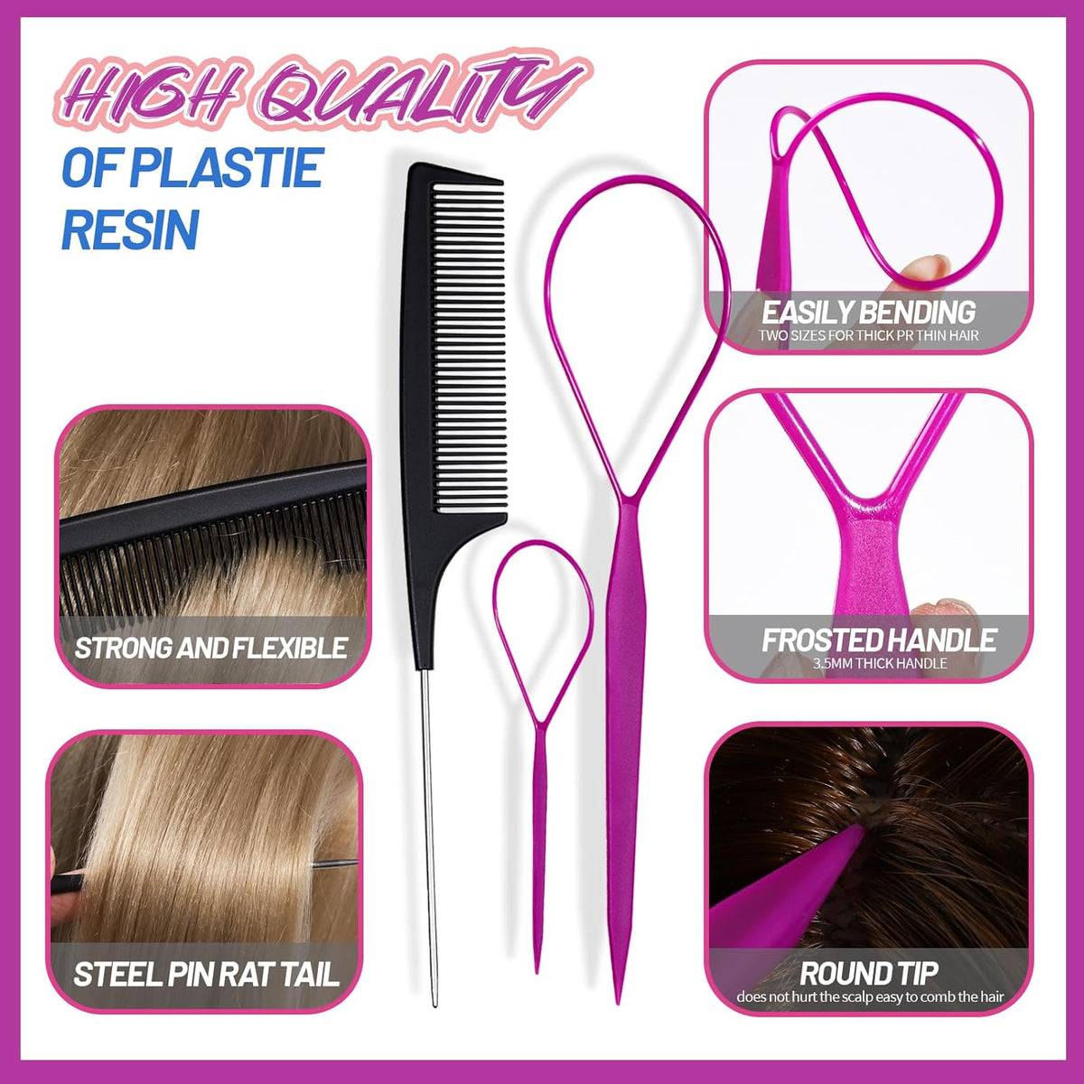 Set met elastische haarbanden en accessoires in meerdere kleuren