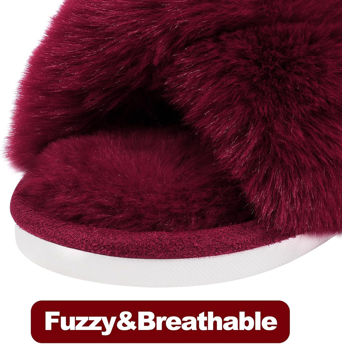 Fuzzy slippers met memory foam