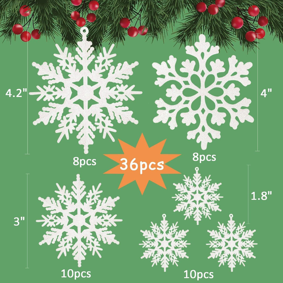 Sneeuwvlok kerstornamenten set