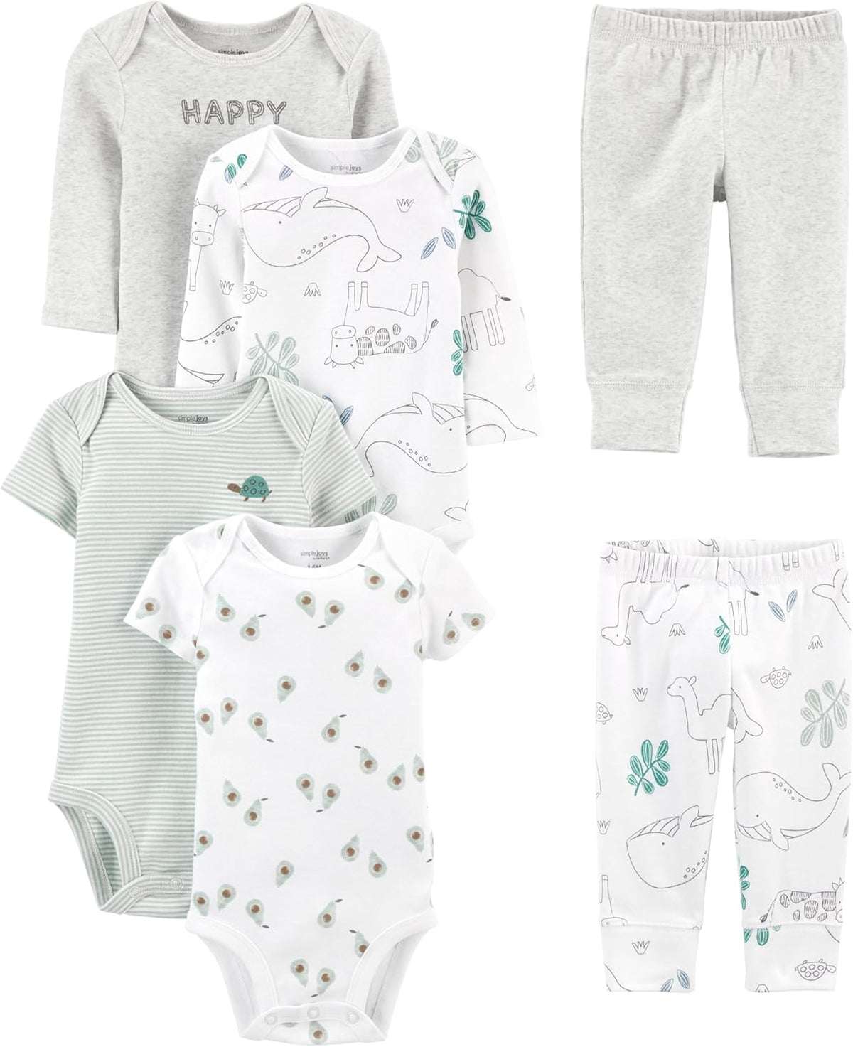 Uniseks baby 6-delige kledingset