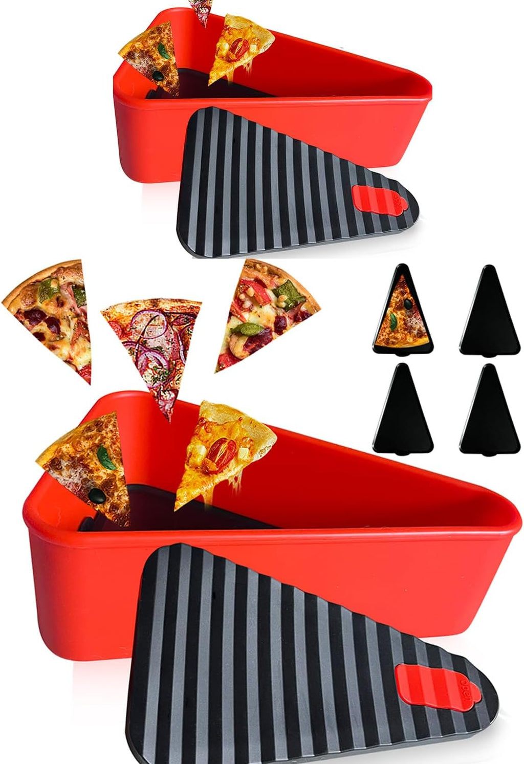 Herbruikbare pizza-opslagcontainer met 2 schalen