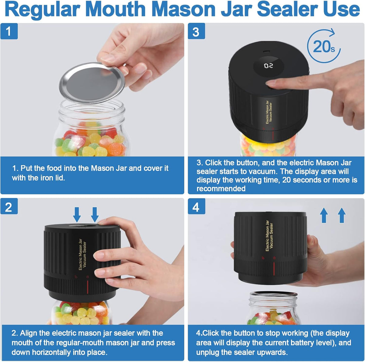 Elektrische vacumeerset voor Mason Jars