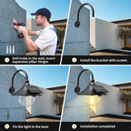 Zonnebeweging schuurwandlampen met 3 modi & gooseneck ontwerp (2 pack)