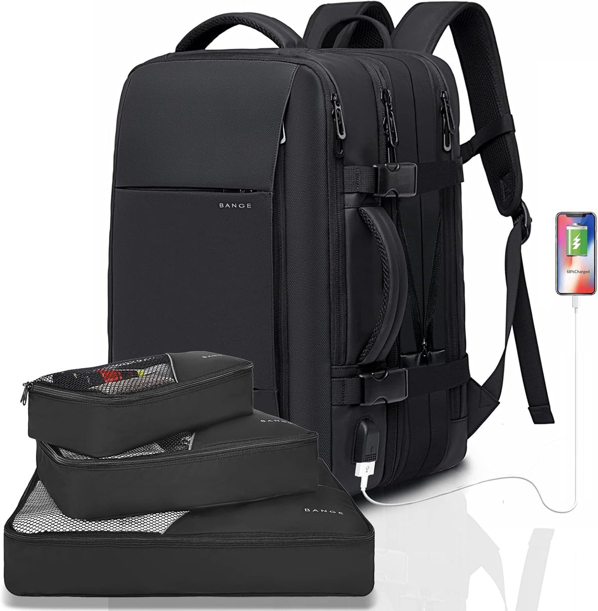 Uitbreidbare 26–45L reisrugzak met laptopvak & zijhandvat