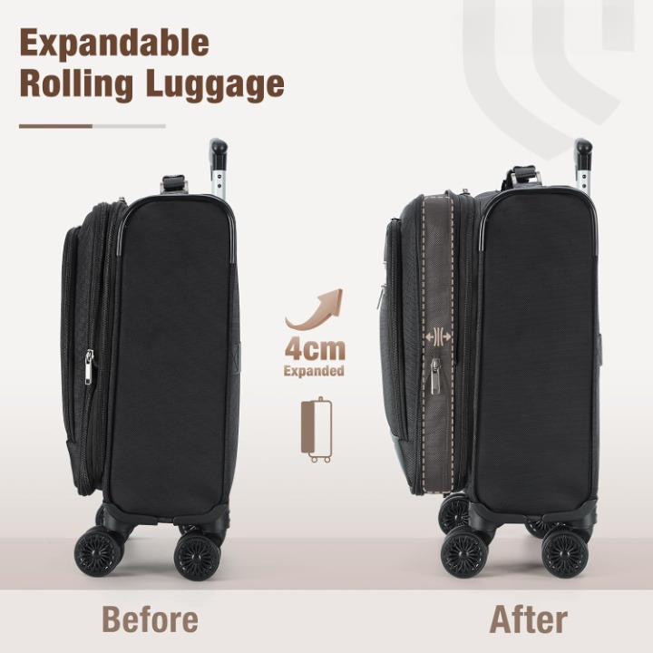 Uitbreidbare handbagage koffer met spinner wielen & laptopcompartiment
