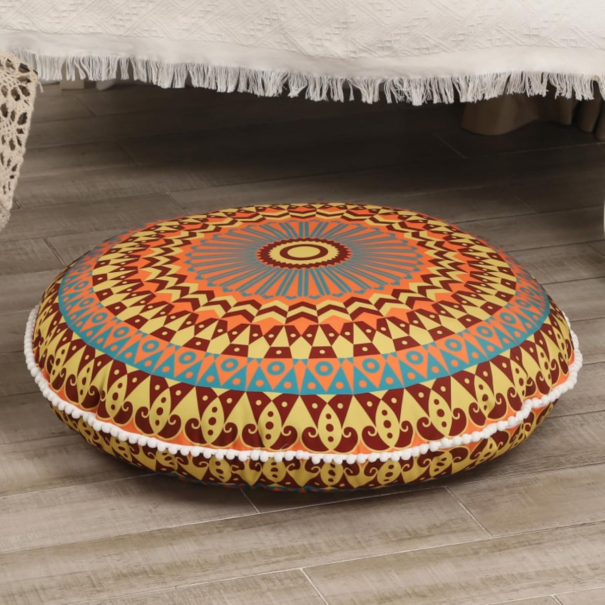 Rond groot meditatiekussen, voorzien van traagschuim (81 cm)