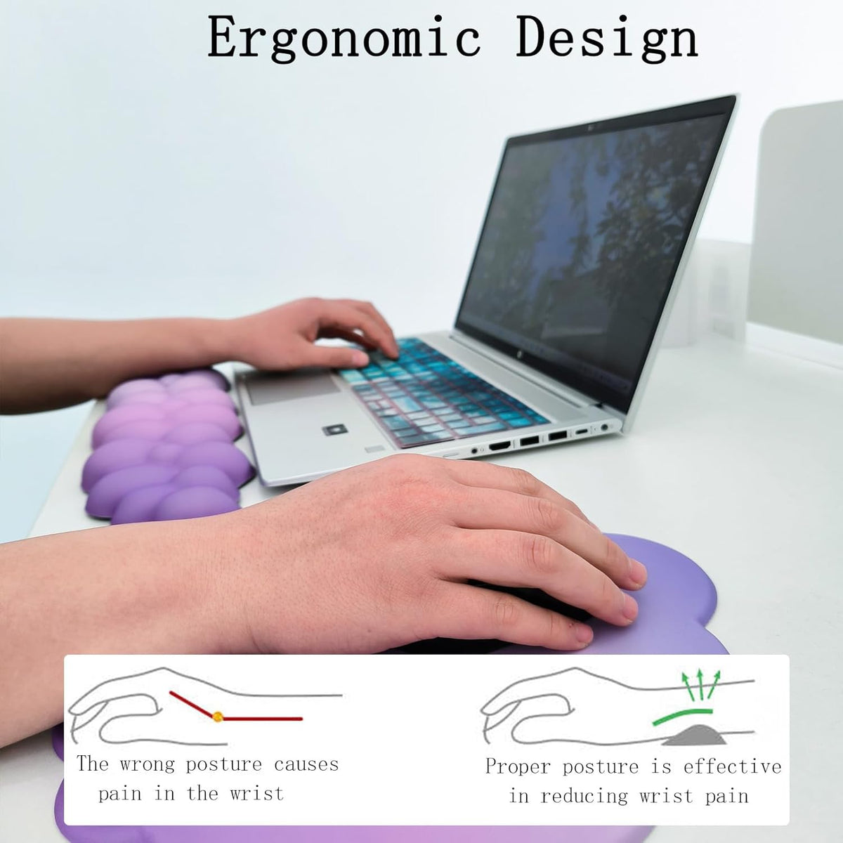 Cloud-Vormige ergonomische polssteun set met muismat & onderzetter — afbeelding 79