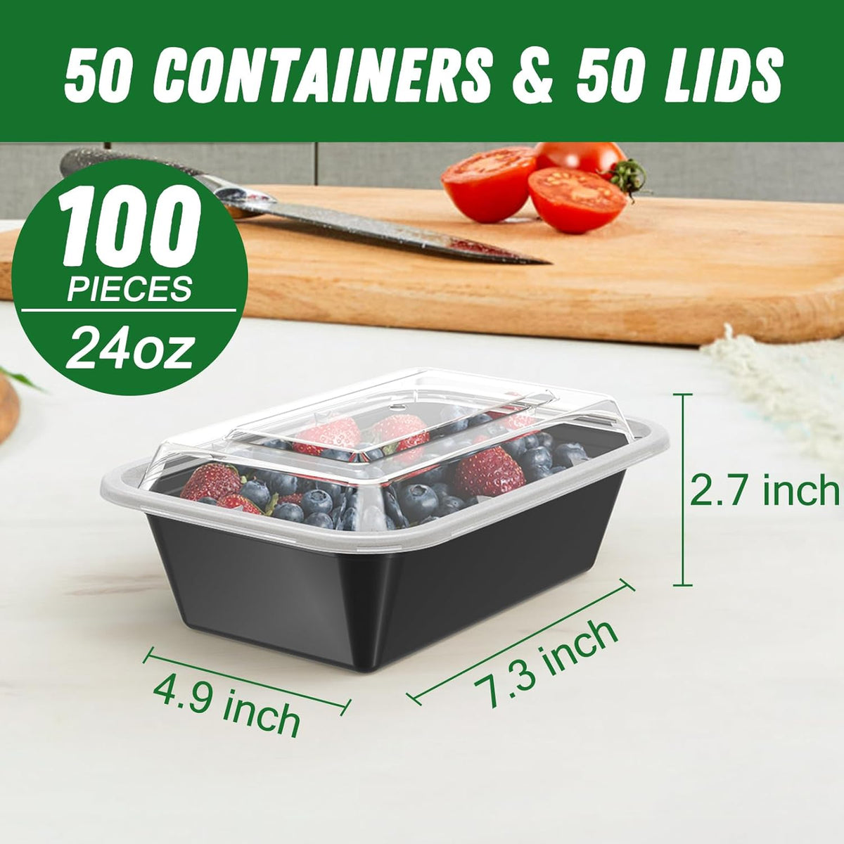 Maaltijdbakjes met deksel, set van 50