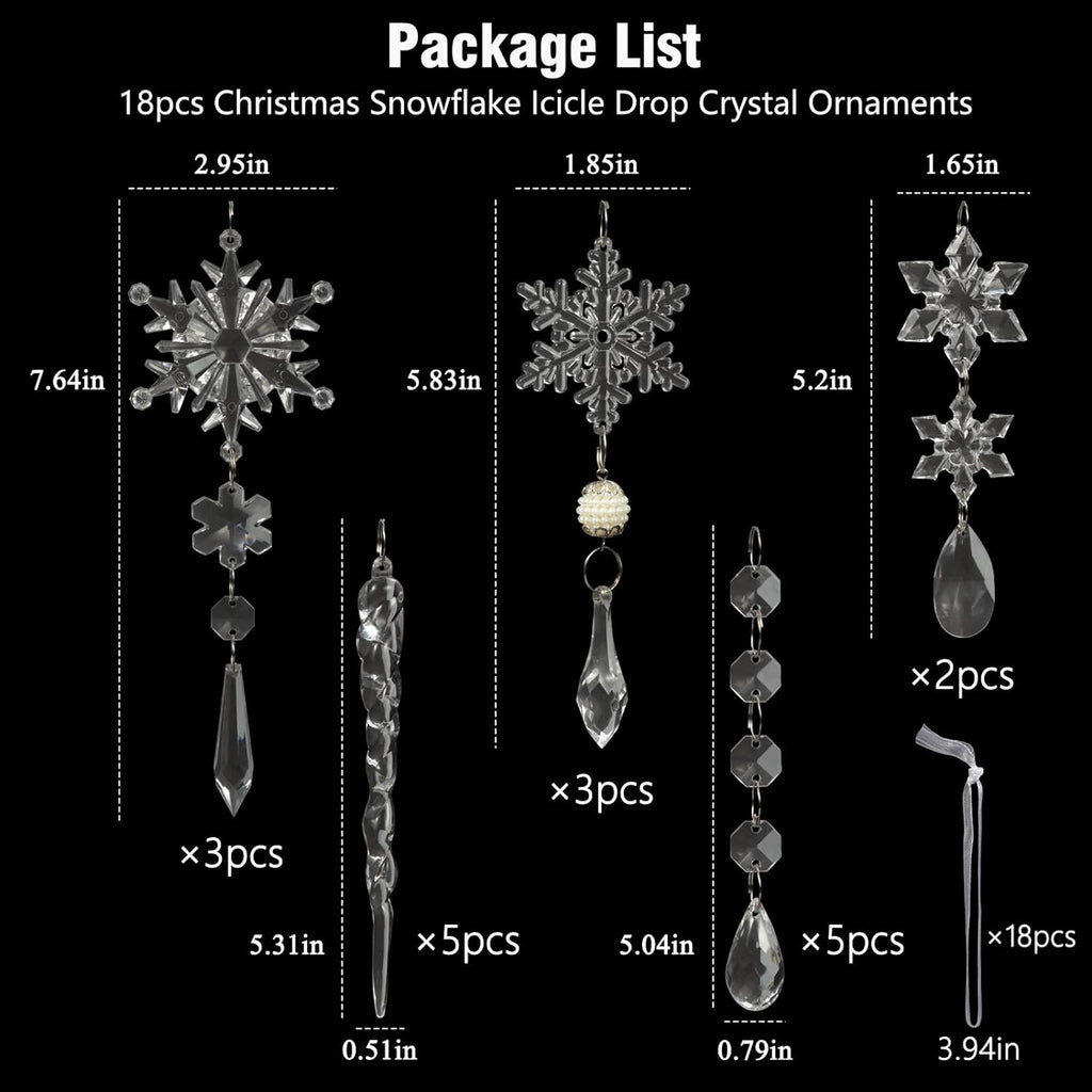 Kristallen kerst ornamenten set