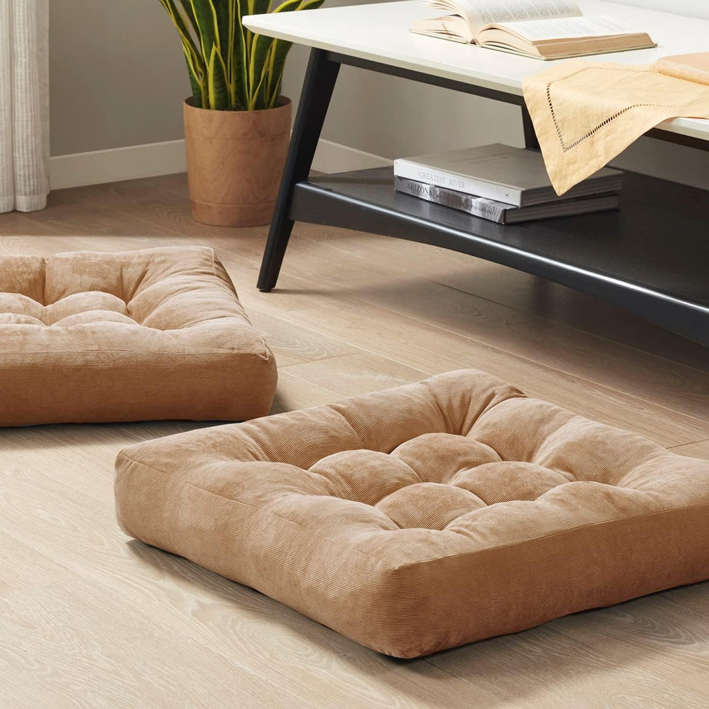 Grote ribfluwelen meditatiekussens, set van 2
