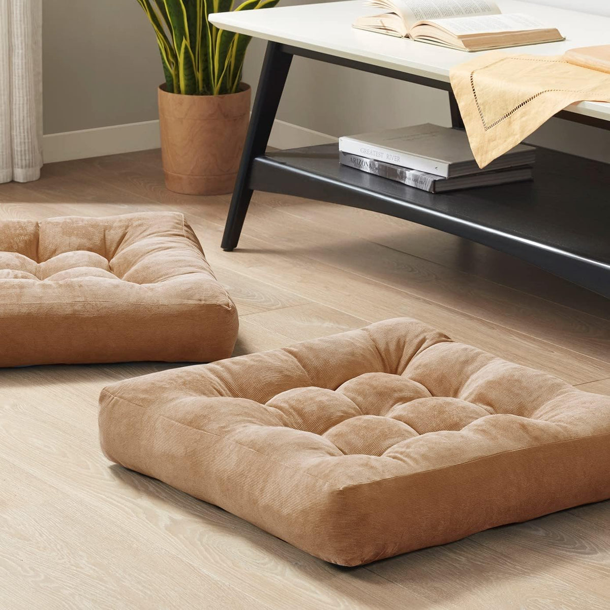 Grote ribfluwelen meditatiekussens, set van 2