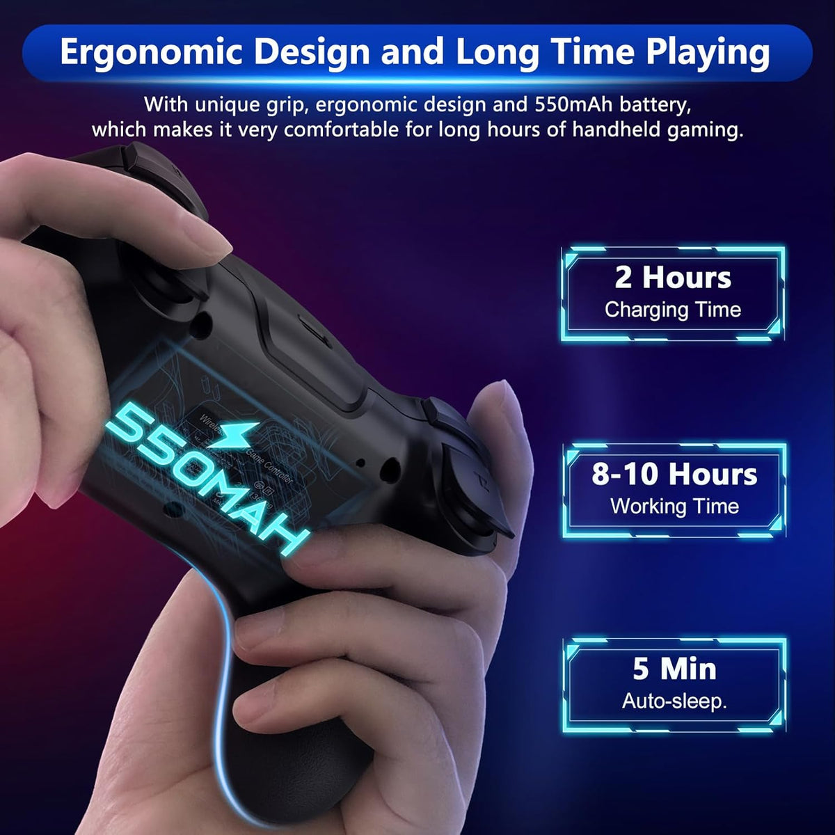 Draadloze switch-controller met hall effect joysticks en turbo-functie