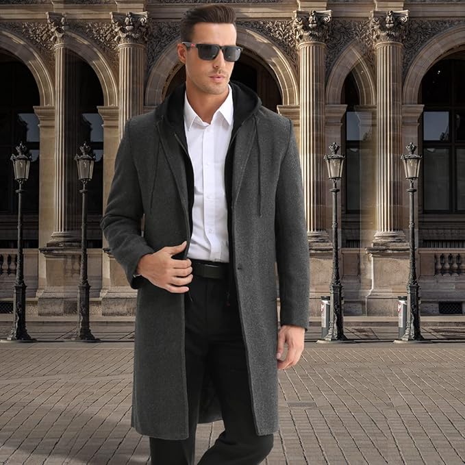 Heren winter trenchcoat van wolmix