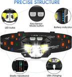 2-pack ultra-heldere oplaadbare LED hoofdlamp met beweegsensor — afbeelding 21