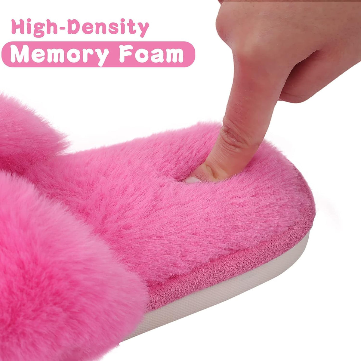 Fuzzy slippers met memory foam
