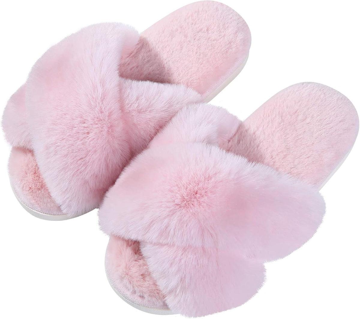 Fuzzy slippers met memory foam