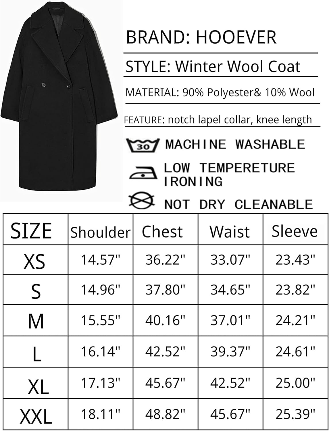 Dames winter wollen jas met notch revers