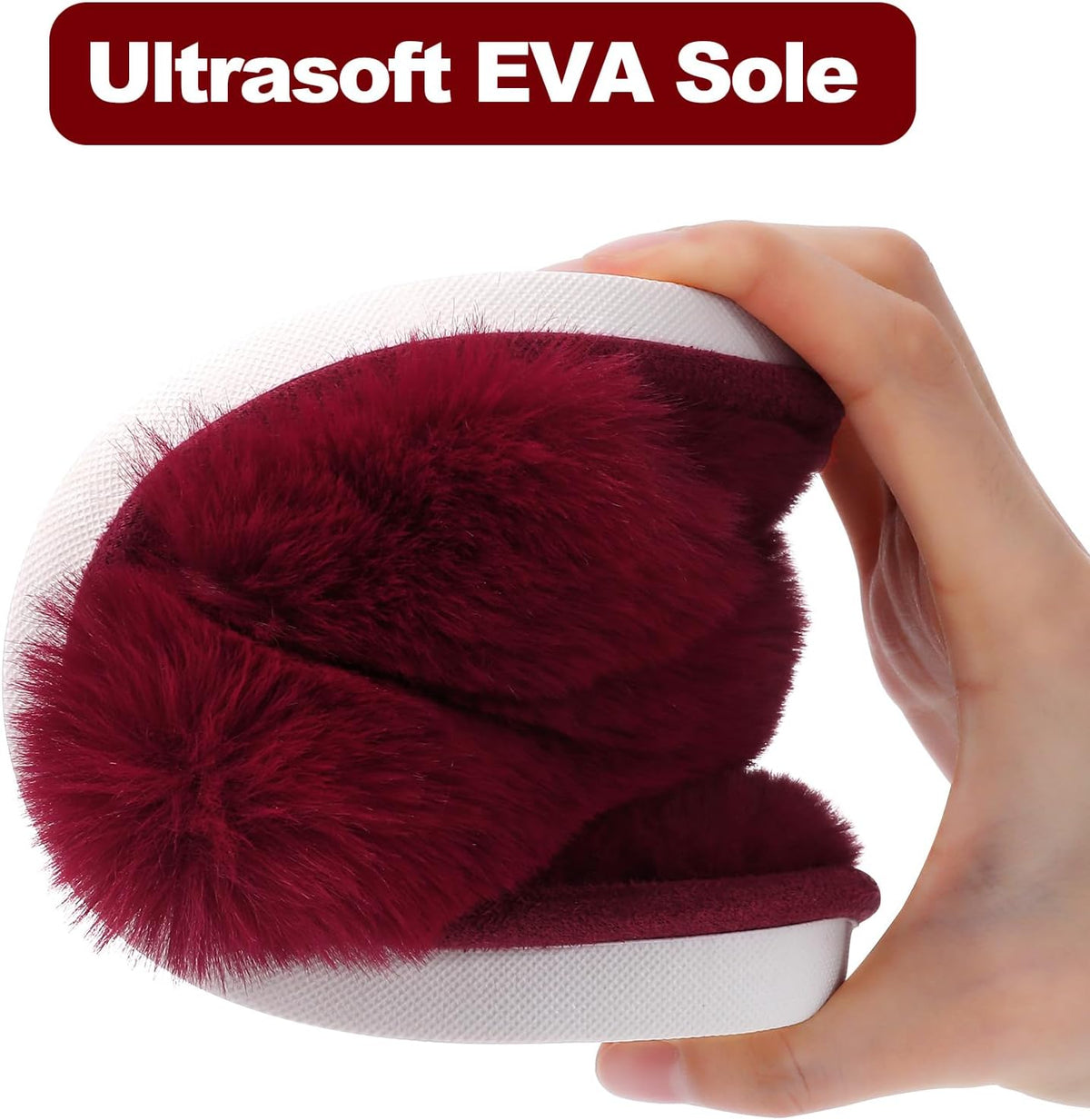 Fuzzy slippers met memory foam