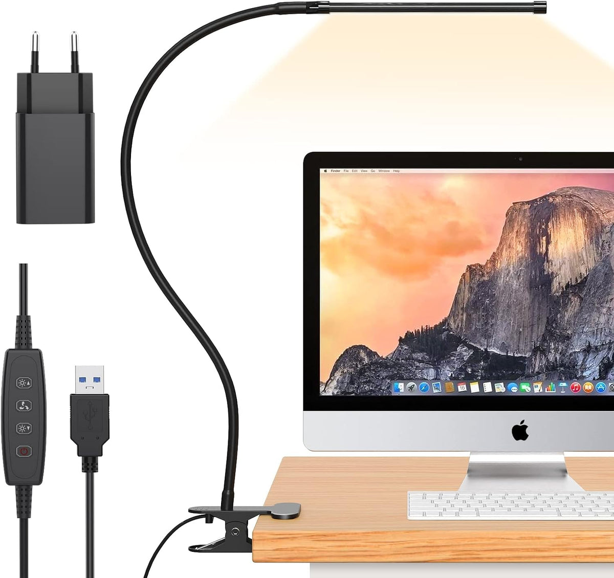 77 LED bureau klem lamp met USB voeding & flexibele gooseneck