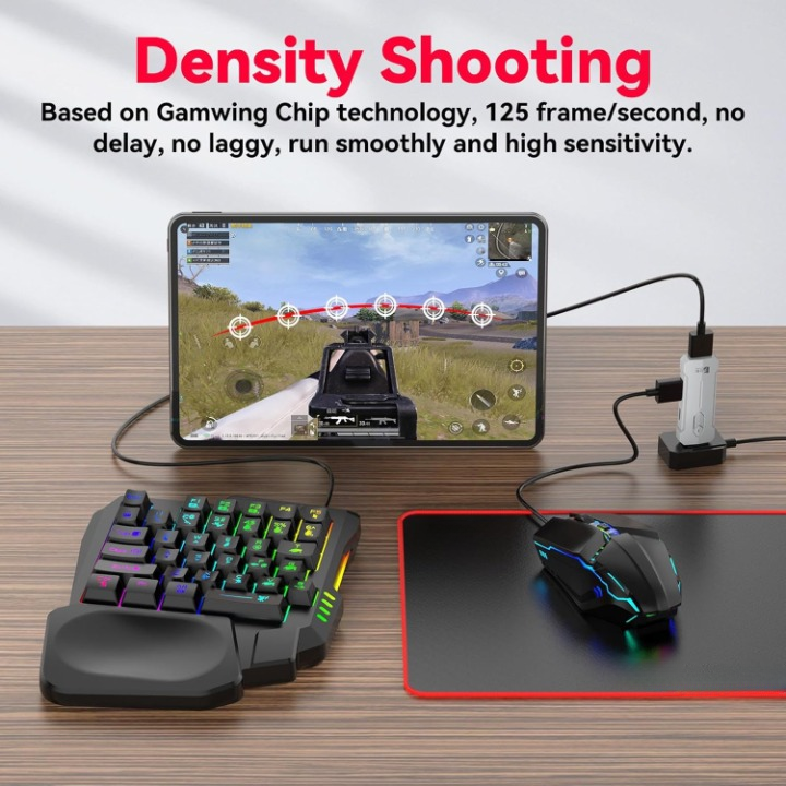 RGB gaming toetsenbord en muiscombinatie – ergonomische controller-adapterset