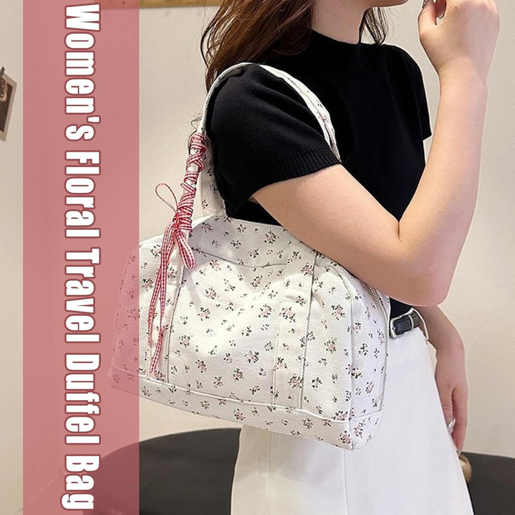 Bow duffle bag – grote canvas weekendtas met lintenaccent