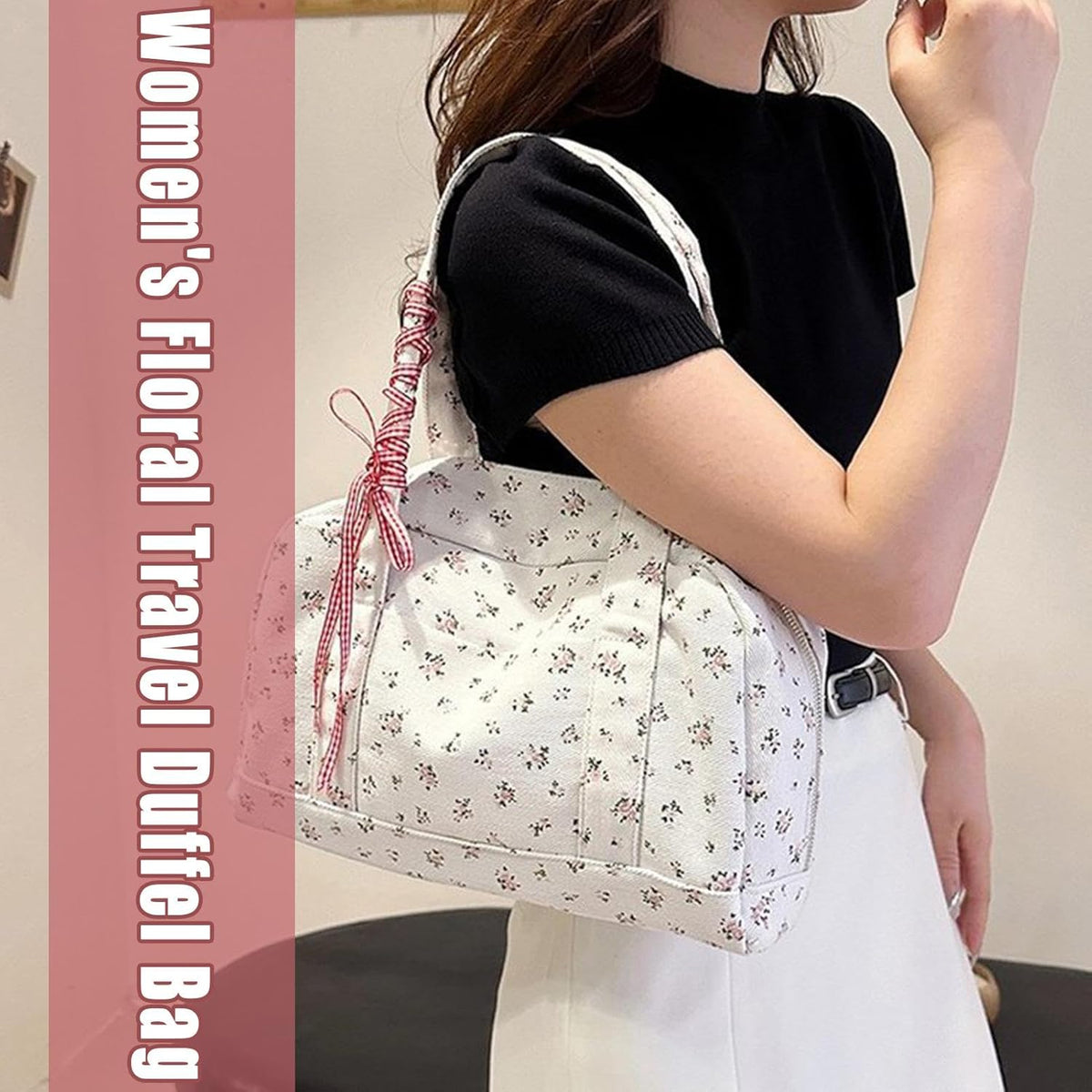 Bow duffle bag – grote canvas weekendtas met lintenaccent