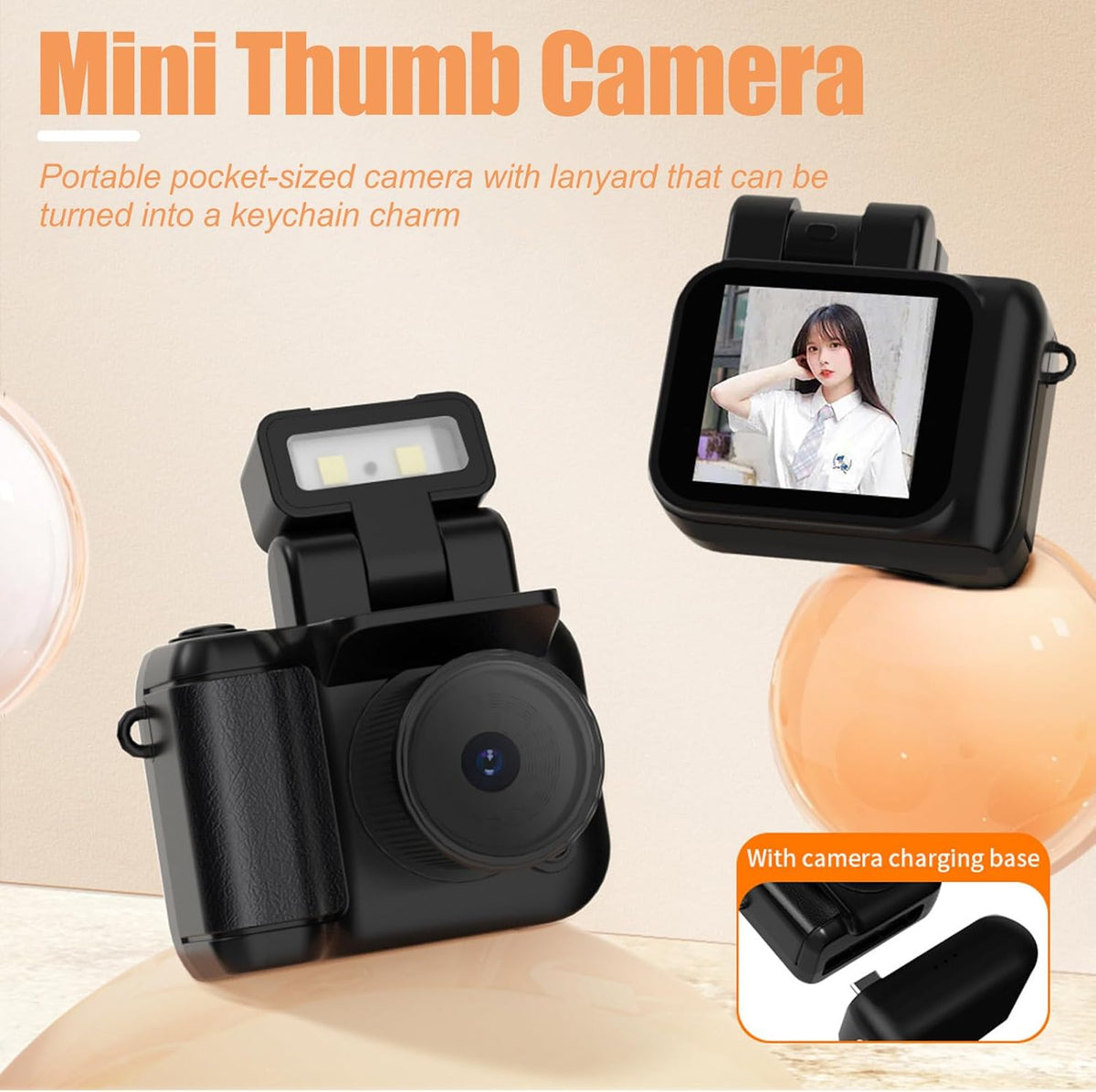 Mini sleutelhanger digitale camera met 1080P video en retro ontwerp