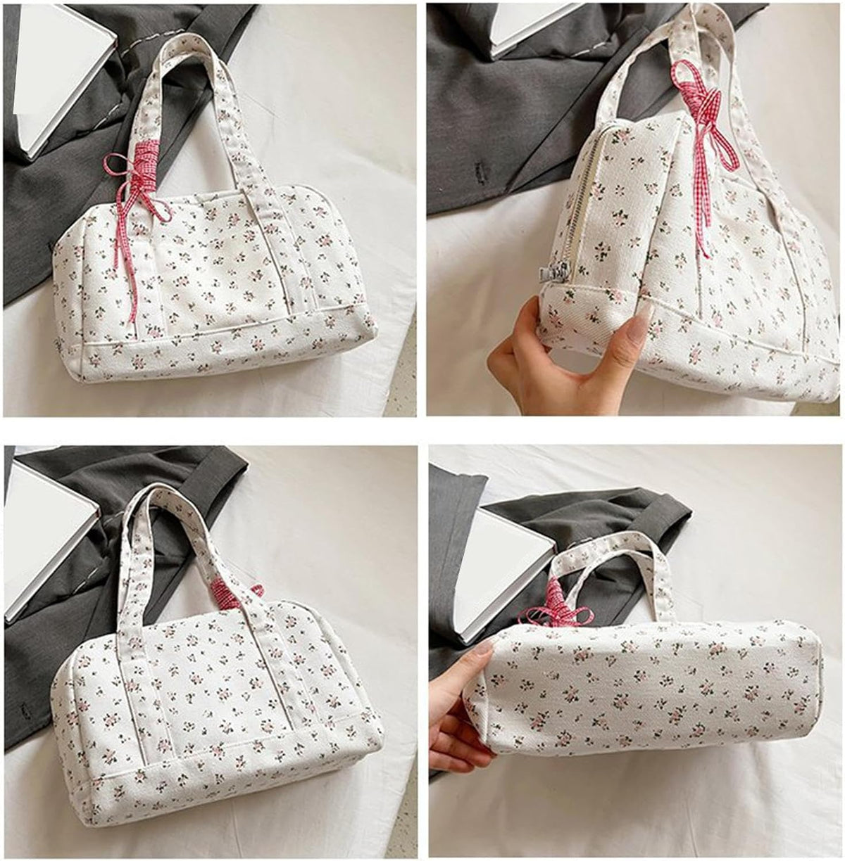 Bow duffle bag – grote canvas weekendtas met lintenaccent