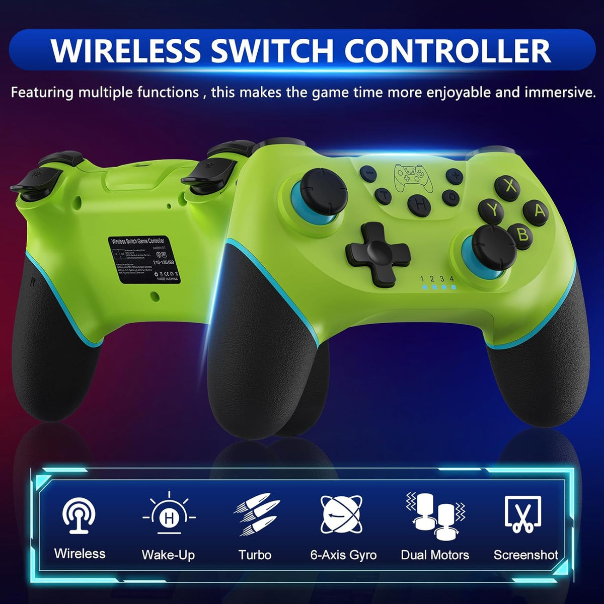 Draadloze switch-controller met hall effect joysticks en turbo-functie