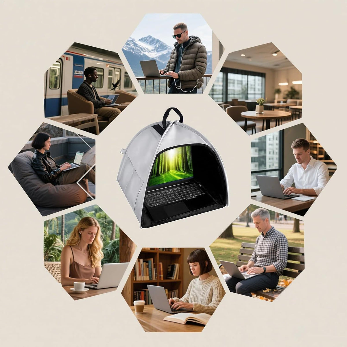 Laptop zonnescherm – vouwbare antireflectie privé tent voor 13–16" apparaten