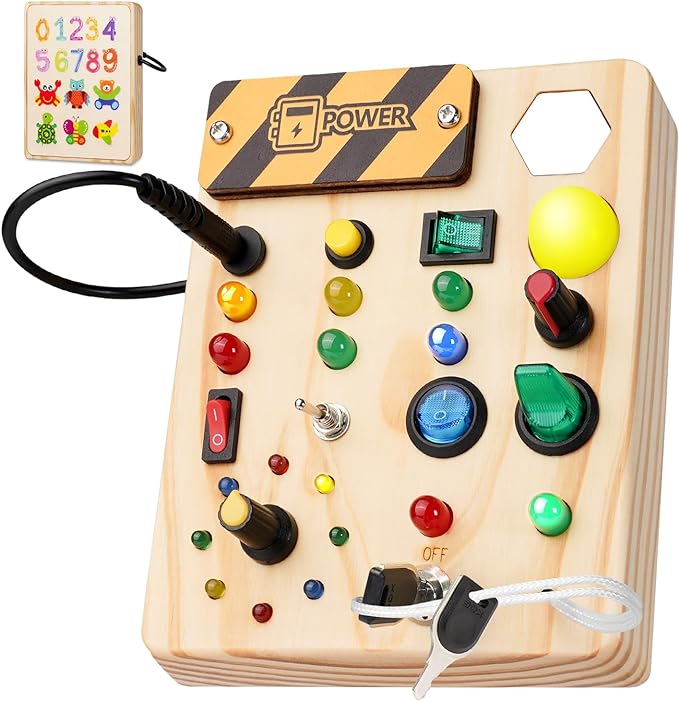Montessori peuter prikbord met 27 led-lampjes