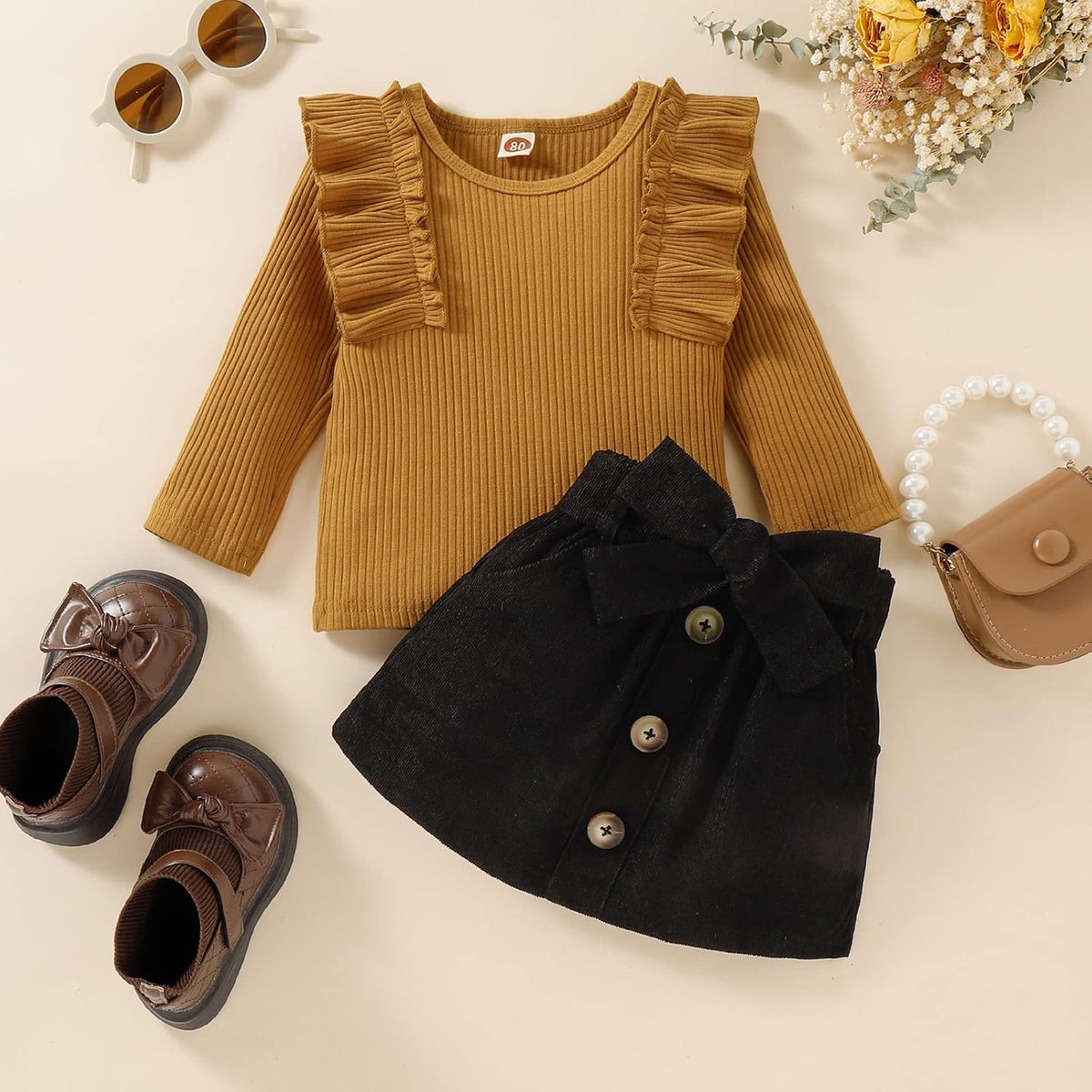 Baby winterset – gebreide coltrui en rokjesset