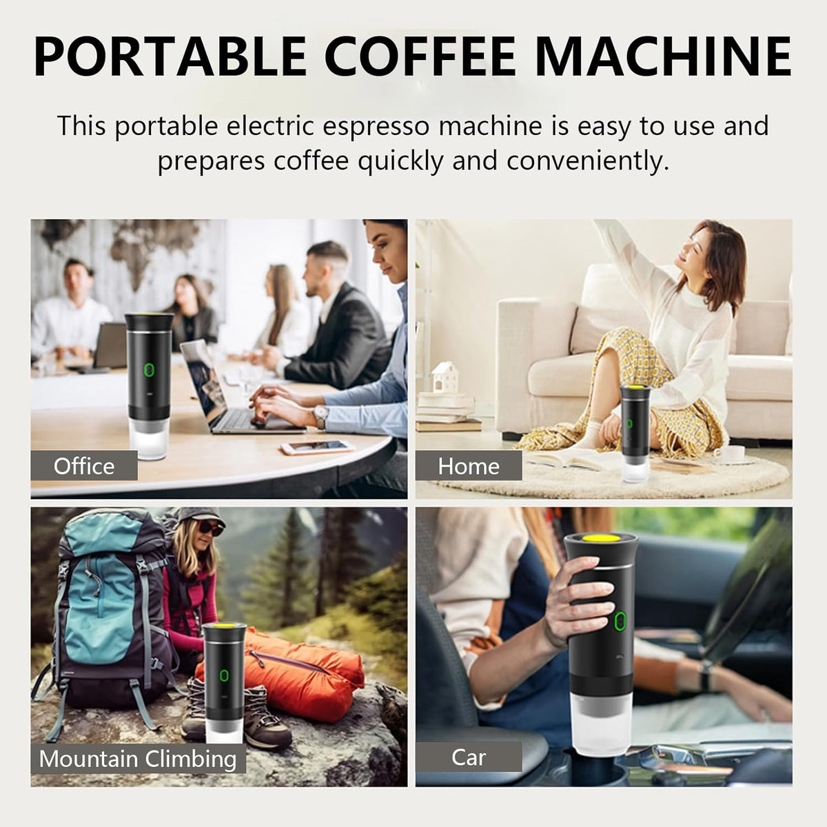 Draagbare 3-in-1 espresso koffiemaker met oplaadbare batterij