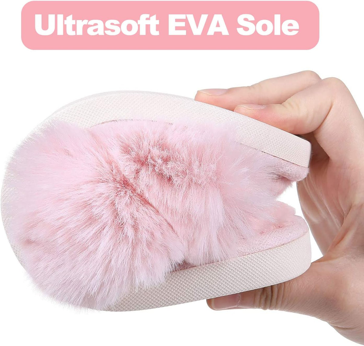 Fuzzy slippers met memory foam