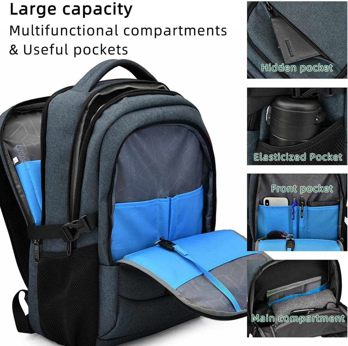 Reis laptop rugzak met USB oplaadpoort — afbeelding 15