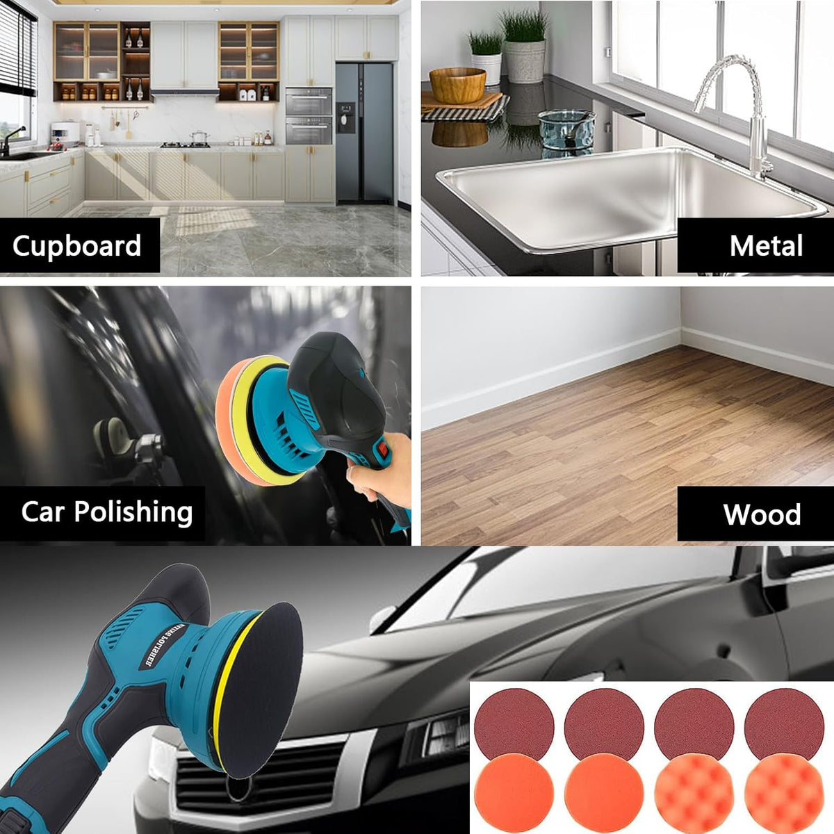 Draadloze autopoetsmachine met dubbele batterijen en 8-Snelheden bediening — afbeelding 22